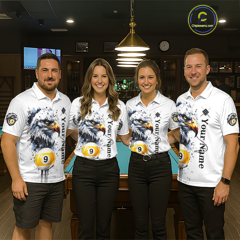 Personalized Eagle 9 Ball Pool Watercolor Billiard Shirts For Women, 9 Ball Billiard Team Jersey TDM7296