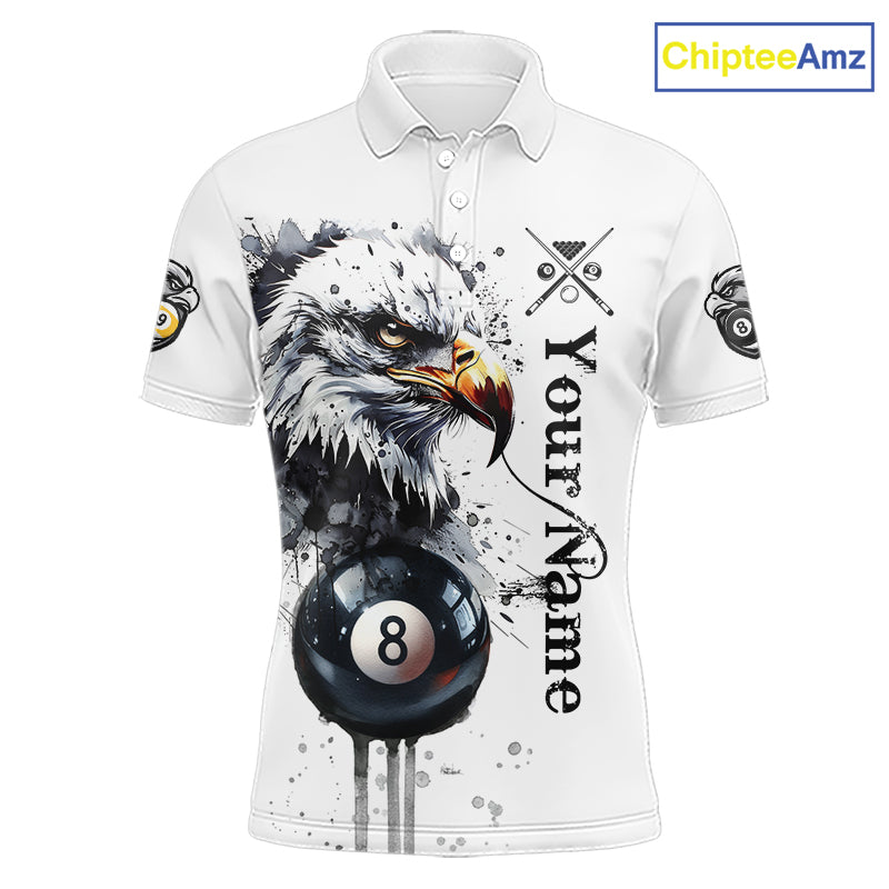 Personalized Watercolor Eagle Billiard Shirt For Men Custom 8 Ball 9 Ball Pool Jersey Team Shirt TDM7297