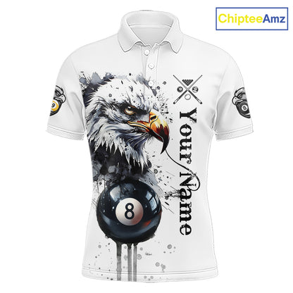 Personalized Watercolor Eagle Billiard Shirt For Men Custom 8 Ball 9 Ball Pool Jersey Team Shirt TDM7297