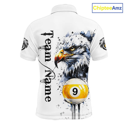 Personalized Watercolor Eagle Billiard Shirt For Men Custom 8 Ball 9 Ball Pool Jersey Team Shirt TDM7297