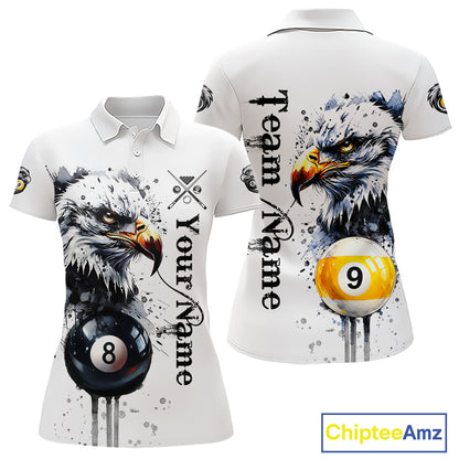 Personalized Watercolor Eagle Billiard Shirt For Women Custom 8 Ball 9 Ball Pool Jersey Team Shirt TDM7297
