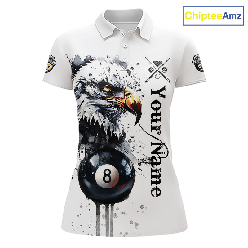 Personalized Watercolor Eagle Billiard Shirt For Women Custom 8 Ball 9 Ball Pool Jersey Team Shirt TDM7297