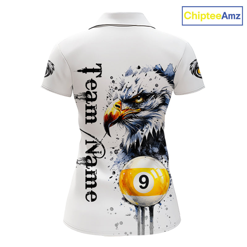 Personalized Watercolor Eagle Billiard Shirt For Women Custom 8 Ball 9 Ball Pool Jersey Team Shirt TDM7297