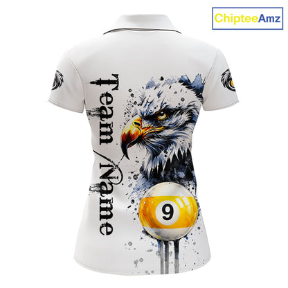 Personalized Watercolor Eagle Billiard Shirt For Women Custom 8 Ball 9 Ball Pool Jersey Team Shirt TDM7297