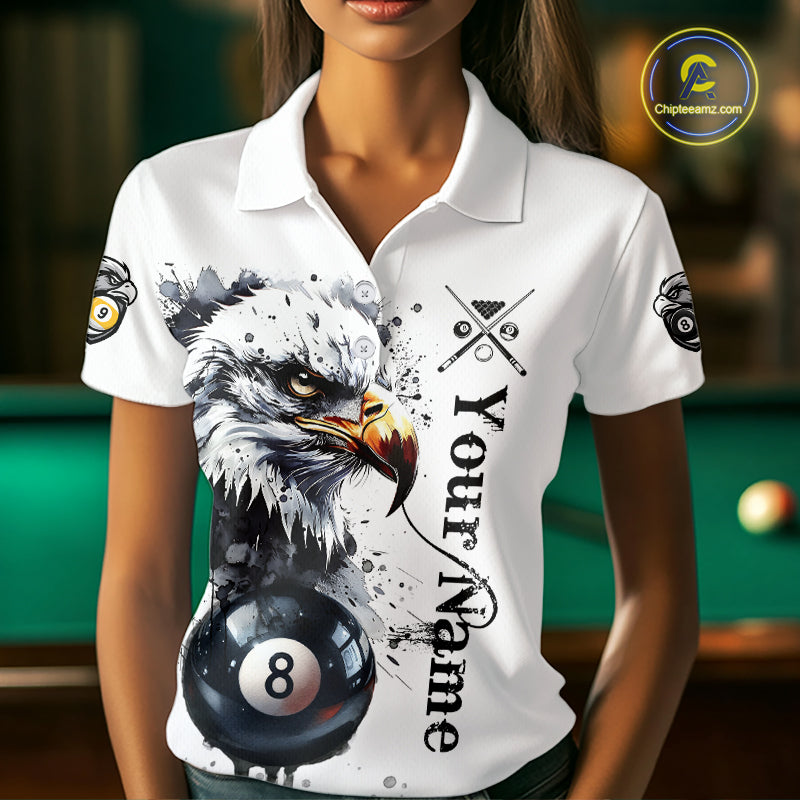 Personalized Watercolor Eagle Billiard Shirt For Women Custom 8 Ball 9 Ball Pool Jersey Team Shirt TDM7297