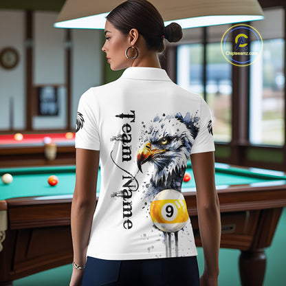 Personalized Watercolor Eagle Billiard Shirt For Women Custom 8 Ball 9 Ball Pool Jersey Team Shirt TDM7297