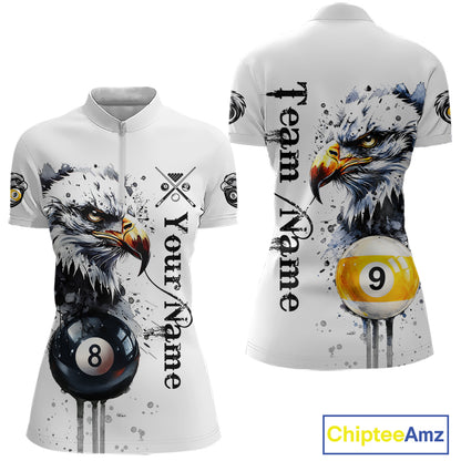 Personalized Watercolor Eagle Billiard Shirt For Women Custom 8 Ball 9 Ball Pool Jersey Team Shirt TDM7297