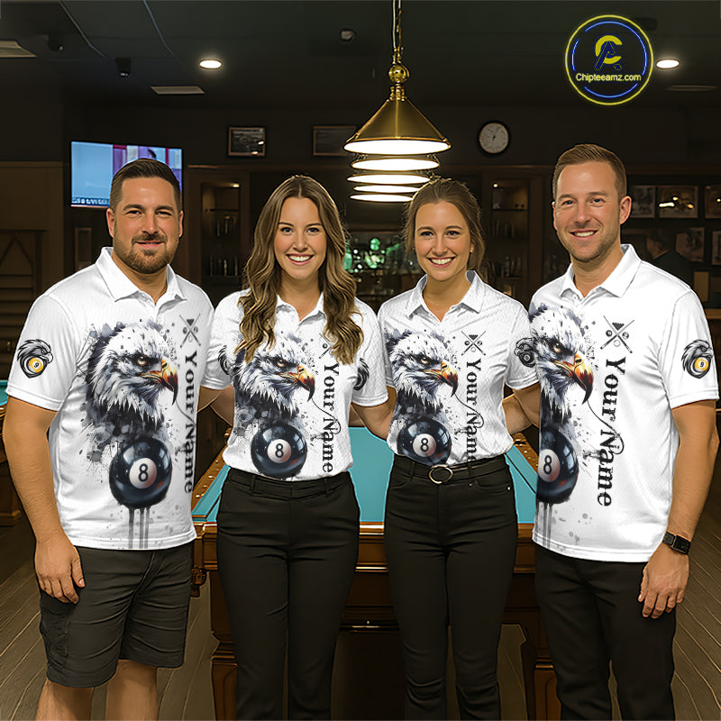 Personalized Watercolor Eagle Billiard Shirt For Men Custom 8 Ball 9 Ball Pool Jersey Team Shirt TDM7297