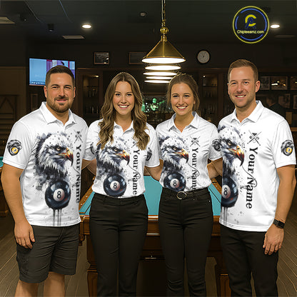 Personalized Watercolor Eagle Billiard Shirt For Men Custom 8 Ball 9 Ball Pool Jersey Team Shirt TDM7297