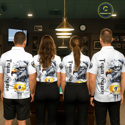 Personalized Watercolor Eagle Billiard Shirt For Men Custom 8 Ball 9 Ball Pool Jersey Team Shirt TDM7297