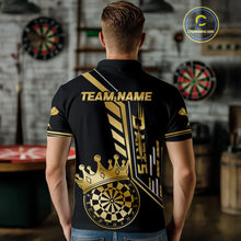 Load image into Gallery viewer, Black And Golden Funny Crown Darts Shirt Polo &amp; 1/4 Zip For Men Custom Darts League Team Jersey TDM4821