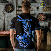 Load image into Gallery viewer, Black And Blue Funny Crown Darts Shirt Polo &amp; 1/4 Zip For Men Custom Darts League Team Jersey TDM4823