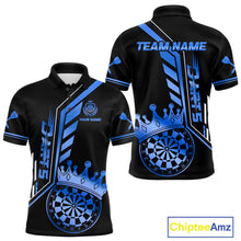 Load image into Gallery viewer, Black And Blue Funny Crown Darts Shirt Polo &amp; 1/4 Zip For Men Custom Darts League Team Jersey TDM4823