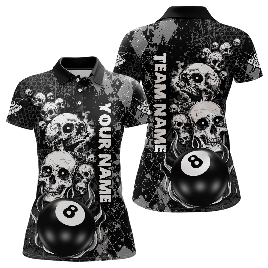 Grunge Argyle Pattern Custom Scary Skull Women Billiard Shirts, Billiard Jerseys Billiard Team Shirt TDM3028