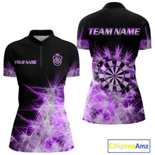 Load image into Gallery viewer, Purple Icy Light Womens Darts Polo &amp; Quarter Zip Shirts Custom Dart Shirts For Team Darts Jerseys TDM5254