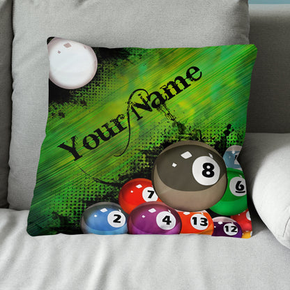 Personalized Green Billiard Balls Throw Pillow Custom Decorative Pillow TDM0772