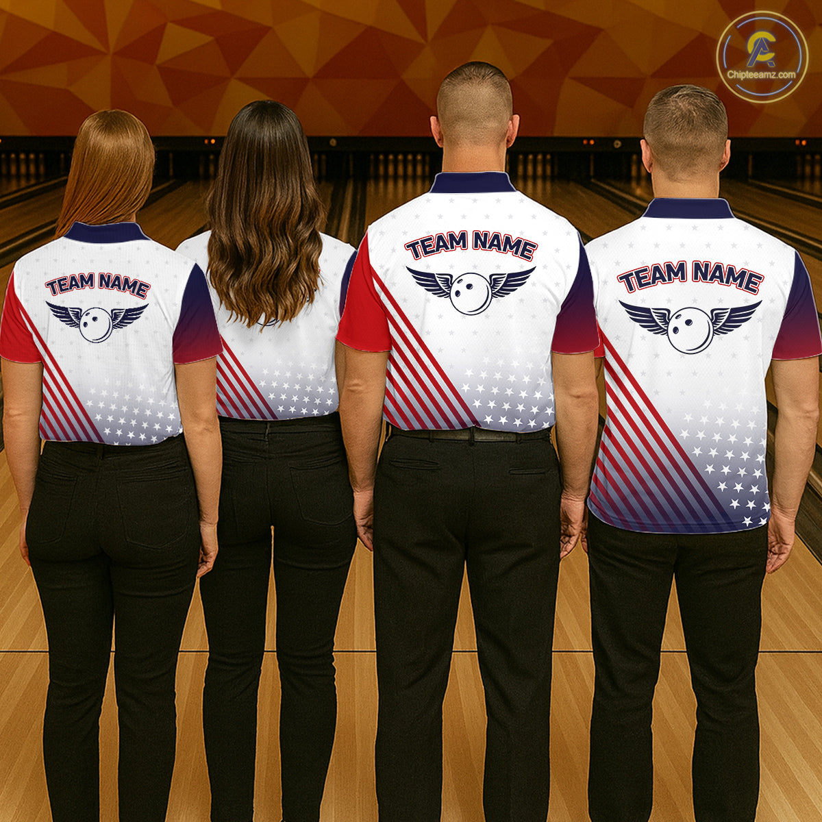 American Flag Bowling Jersey For Men Custom Patriotic Bowling Shirt Team Polo & 1/4 Zip |White TDM5971