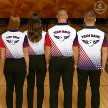 Load image into Gallery viewer, American Flag Bowling Jersey For Women Custom Patriotic Bowling Shirt Team Polo &amp; 1/4 Zip |White TDM5971