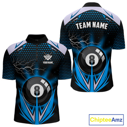 Blue 8 Ball Pool Billiard Jersey For Men Custom Lightning Billiard Team Shirt Polo & Quarter Zip TDM6135