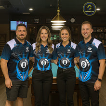 Load image into Gallery viewer, Blue 8 Ball Pool Billiard Jersey For Men Custom Lightning Billiard Team Shirt Polo &amp; Quarter Zip TDM6135