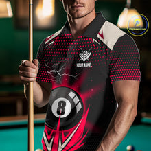 Load image into Gallery viewer, Red 8 Ball Pool Billiard Jersey For Men Custom Lightning Billiard Team Shirt Polo &amp; Quarter Zip TDM6136
