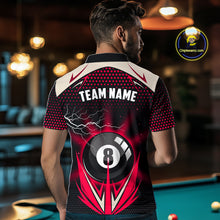 Load image into Gallery viewer, Red 8 Ball Pool Billiard Jersey For Men Custom Lightning Billiard Team Shirt Polo &amp; Quarter Zip TDM6136