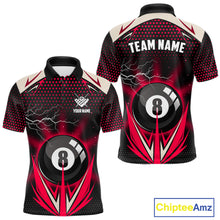 Load image into Gallery viewer, Red 8 Ball Pool Billiard Jersey For Men Custom Lightning Billiard Team Shirt Polo &amp; Quarter Zip TDM6136