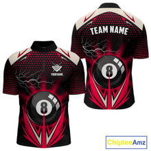 Load image into Gallery viewer, Red 8 Ball Pool Billiard Jersey For Men Custom Lightning Billiard Team Shirt Polo &amp; Quarter Zip TDM6136