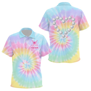 Colorful Tie Dye Kid Golf Polo Shirt Custom Golf Ball With Heart Golf Outfit For Kid, Golf Gift TDM1865