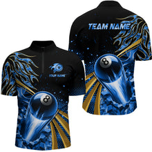 Load image into Gallery viewer, Flaming 8 Ball Pool Crack Billiard Shirts For Men Custom Pool Billiard Shirt Team Jerseys |Blue TDM3044