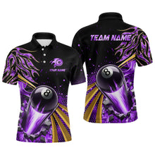 Load image into Gallery viewer, Flaming 8 Ball Pool Crack Billiard Shirts For Men Custom Pool Billiard Shirt Team Jerseys |Purple TDM3045