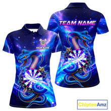 Load image into Gallery viewer, Galaxy Blue Custom Cobra Snake Darts Shirt For Women, Darts League Jersey Team Polo &amp; 1/4 Zip TDM5274