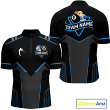 Load image into Gallery viewer, Personalized 8 Ball &amp; 10 Ball Pool Billiard Polo, 1/4 Zip For Men Custom Team Billiard Jersey  TDM4050