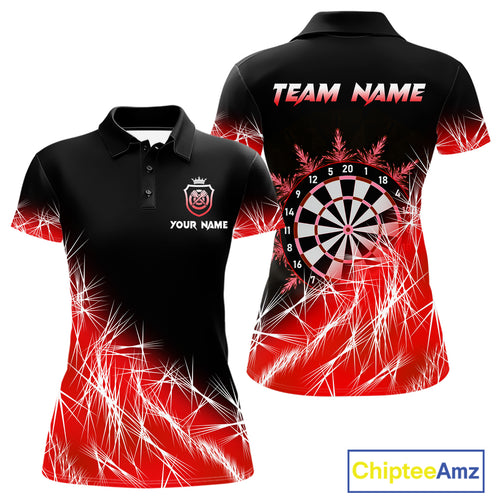 Red Icy Lights Women Darts Polo & Quarter Zip Custom Dart Shirts For Team Darts Jerseys Outfit TDM4640