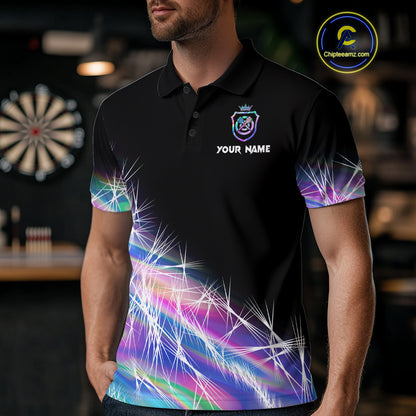 Holographic Icy Lights Men Darts Polo & Quarter Zip Custom Dart Shirts For Team Darts Jerseys TDM4641