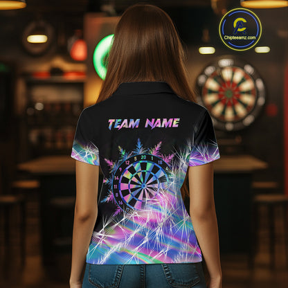 Holographic Icy Lights Women Darts Polo & Quarter Zip Custom Dart Shirts For Team Darts Jerseys TDM4641