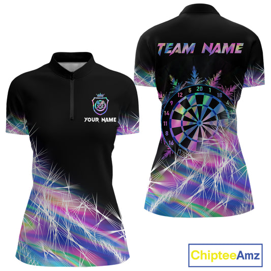 Holographic Icy Lights Women Darts Polo & Quarter Zip Custom Dart Shirts For Team Darts Jerseys TDM4641