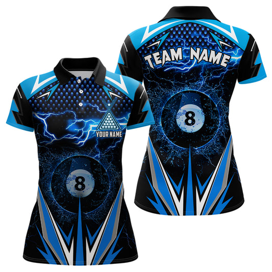 Personalized 8 Ball Pool Thunder Lightning 3D Full Printing Billiard Polo Shirts Jersey For Women TDM0173
