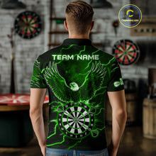 Load image into Gallery viewer, Personalized Thunder Lightning Eagle Green Darts Shirt Polo &amp; Quarter Zip For Men Dart Team Jersey TDM4834