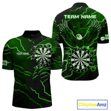 Load image into Gallery viewer, Personalized Thunder Lightning Eagle Green Darts Shirt Polo &amp; Quarter Zip For Men Dart Team Jersey TDM4834