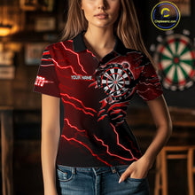 Load image into Gallery viewer, Personalized Thunder Lightning Eagle Red Darts Shirt Polo &amp; Quarter Zip For Women Dart Team Jersey TDM4835