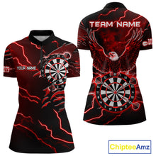 Load image into Gallery viewer, Personalized Thunder Lightning Eagle Red Darts Shirt Polo &amp; Quarter Zip For Women Dart Team Jersey TDM4835