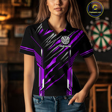 Load image into Gallery viewer, 3D Darts Board Fire Flame Custom Dart Shirts For Women, Dart League Jerseys Team Uniform |Purple TDM5052