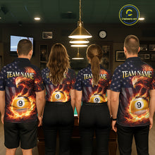 Load image into Gallery viewer, American Flag Flame 9 Ball Eagle Billiard Shirt For Men Custom Pool Team Shirt, Billiard Jersey TDM5788