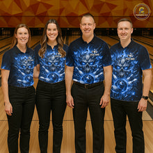Load image into Gallery viewer, Personalized Blue Butterfly Skull Bowling Shirt For Women Custom Bowling Jersey Polo &amp; 1/4 Zip TDM6384