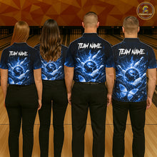 Load image into Gallery viewer, Personalized Blue Butterfly Skull Bowling Shirt For Women Custom Bowling Jersey Polo &amp; 1/4 Zip TDM6384