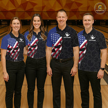 Load image into Gallery viewer, Custom American Flag Skull Bowling Jersey For Men, Patriotic Bowling Team Shirt Polo &amp; 1/4 Zip TDM6389