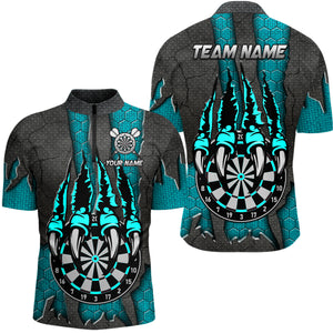 Funny Claw Darts Board Custom Turquoise Dart Shirts For Men, Personalized Darts League Team Jerseys TDM3056