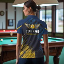 Load image into Gallery viewer, Personalized Blue Yellow 9 Ball Pool Wings Women's Billiard Shirts, 9 Ball Billiard Team Shirt Jersey TDM3776