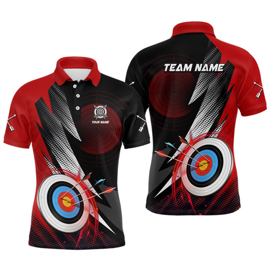 Personalized Archery 3d Target Red Jersey Men Polo Shirts, Best Archery Club Shirts For Team Archer TDM0982